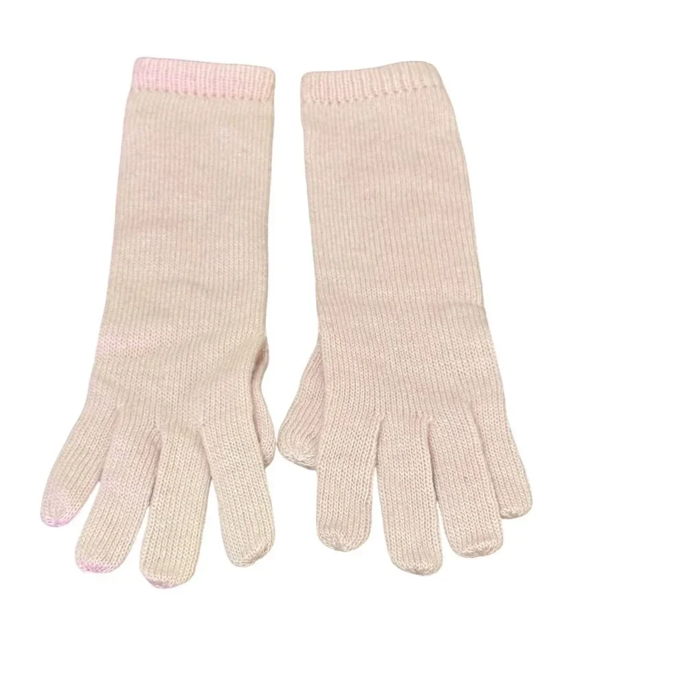 Vintage Portolano Womens Pink Knit Cashmere Gloves Stretch Fit Size 7